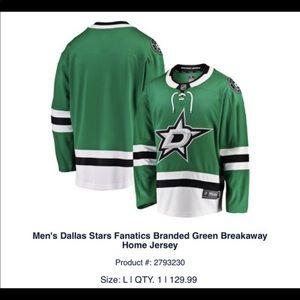 NWT Dallas Stars Fanatics Hockey Jersey Large